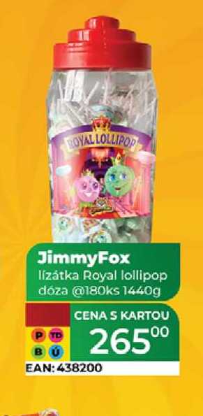 JimmyFox lízátka Royal lollipop dóza @180ks 1440g  