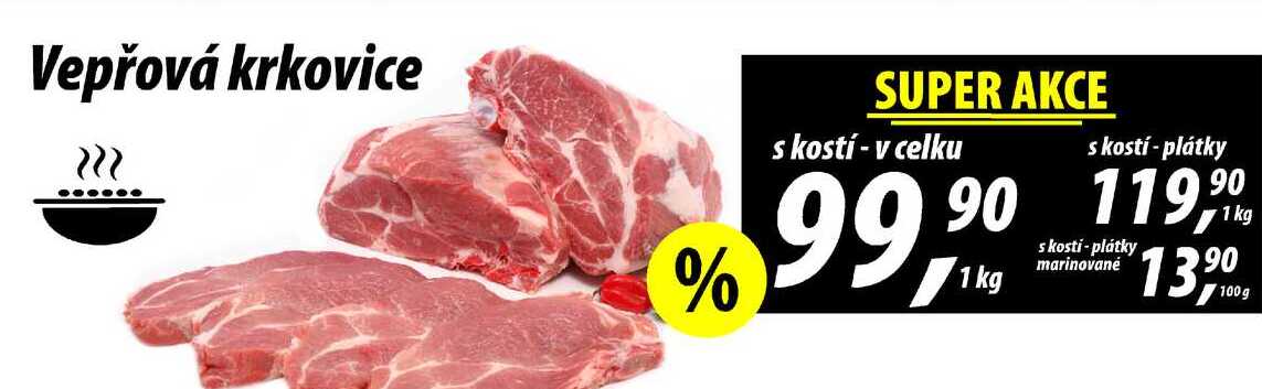 Vepřová krkovice s kostí chlazená, plátky, 1 kg