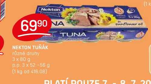 NEKTON TUŇÁK různé druhy 3 x 80 g p.p.3 x 52-56 g 