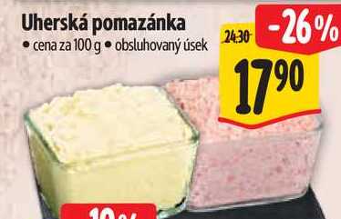 Uherská pomazánka, cena za 100 g