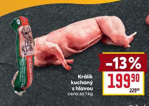 Králik kuchaný s hlavou cena za 1 kg