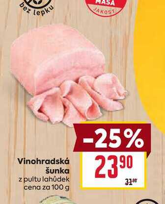 Vinohradská šunka z pultu lahůdek cena za 100g