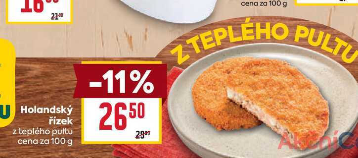 Holandský řízek z teplého pultu cena za 100g
