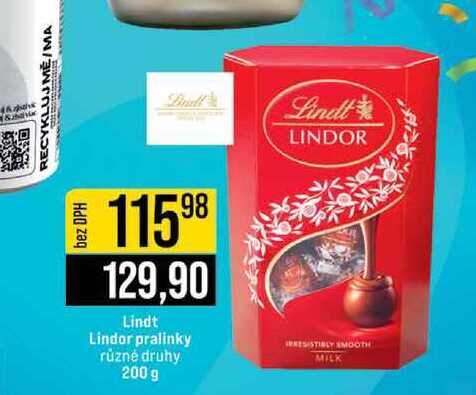 Lindt Lindor pralinky různé druhy 200 g 