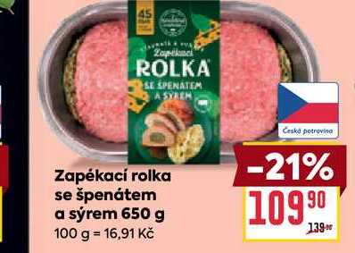 Zapékací rolka se špenátem a sýrem 650 g 
