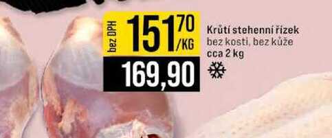 Krůtí stehenní řízek bez kosti, bez kůže cca 2 kg 1kg