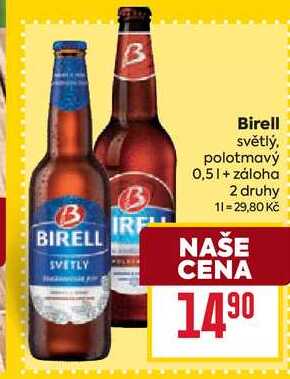Birell světlý, polotmavý 0,5l