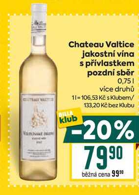 Chateau Valtice jakostní vína s přívlastkem pozdní sběr 0,75l