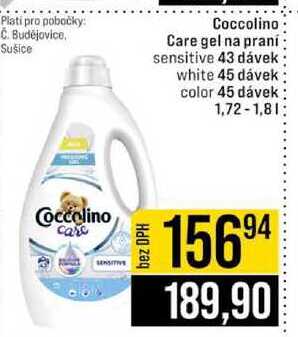 Coccolino Care gel na praní sensitive 43 dávek white 45 dávek color 45 dávek 1,72-1,8l