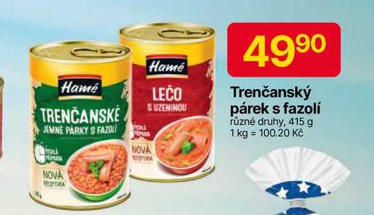 Trenčanský párek s fazolí různé druhy, 415 g 