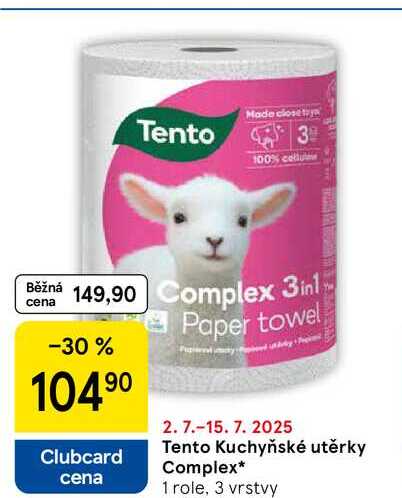 Tento Kuchyňské utěrky Complex, 1 role, 3 vrstvy 