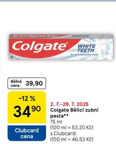 Colgate Bělící zubní pasta, 75 ml  