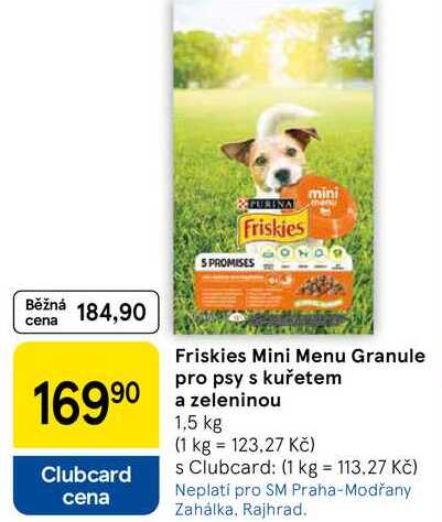Friskies Mini Menu Granule pro psy s kuřetem a zeleninou, 1,5 kg  