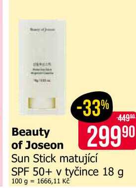 Beauty of Joseon Sun Stick matující SPF 50+ v tyčince 18 g 