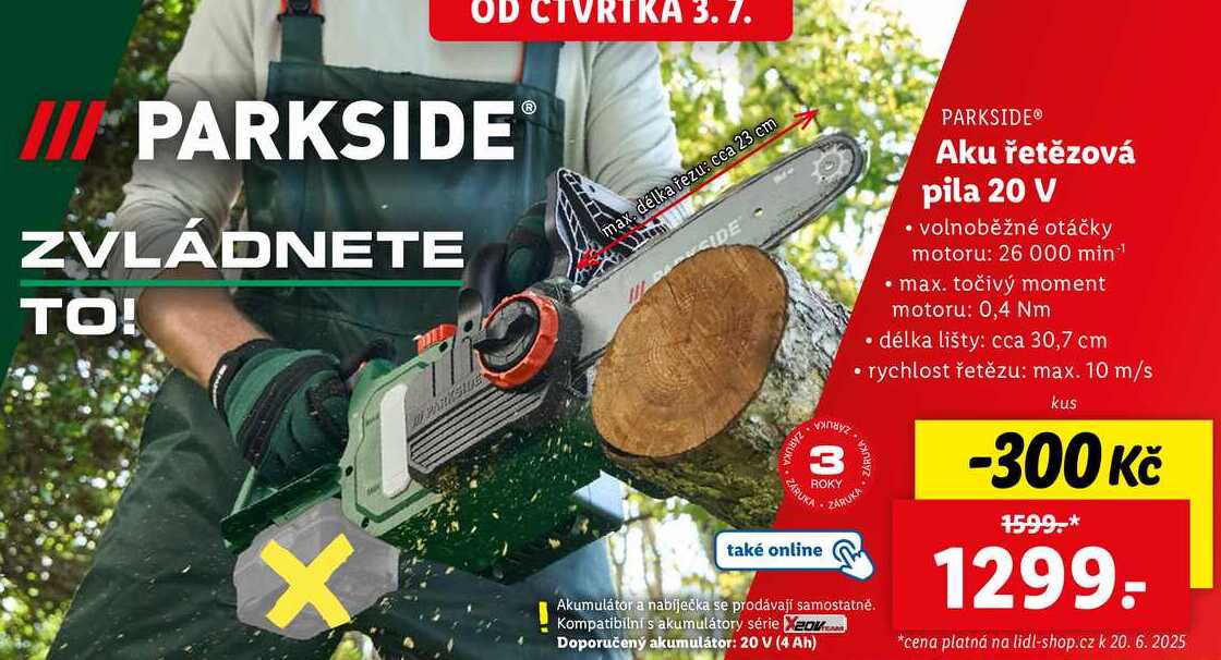 Aku řetězová pila 20 V 
