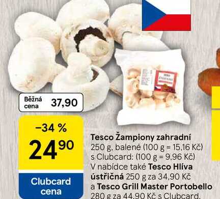 Tesco žampiony zahradní, 250 g, balené