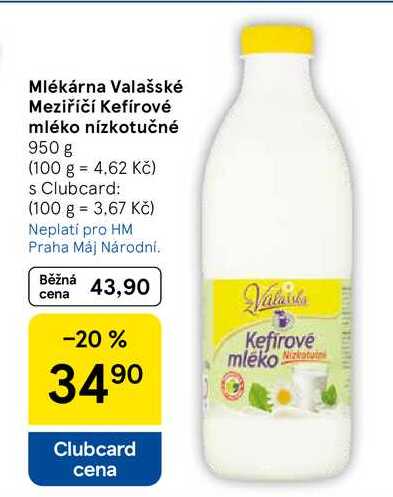 Mlékárna Valašské Meziříčí Kefírové mléko nízkotučné, 950 g 