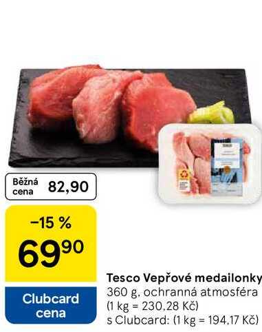 Tesco Vepřové medailonky, 360 g 