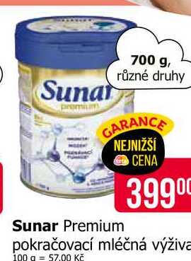 Sunar 700 g, různé druhy