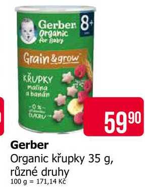Gerber Organic křupky 35 g, různé druhy 