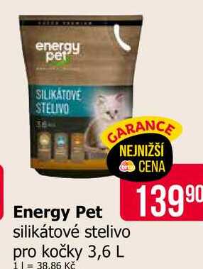 Energy Pet silikátové stelivo pro kočky 3,6 L 