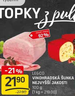 VINOHRADSKÁ ŠUNKA NEJVYŠŠÍ JAKOSTI 100g