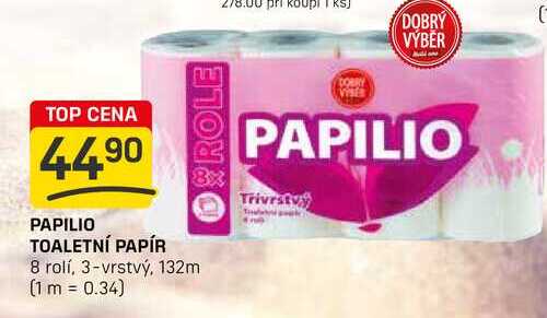 PAPILIO TOALETNÍ PAPÍR 8 rolí, 3-vrstvý