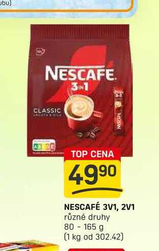 NESCAFÉ 3V1, 2V1 různé druhy 80-165 g