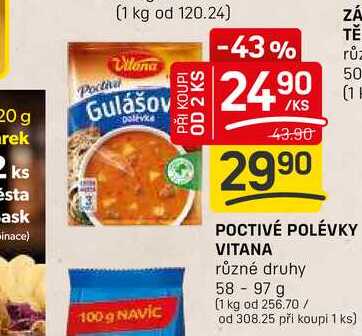 POCTIVÉ POLÉVKY VITANA různé druhy 58 - 97 g 