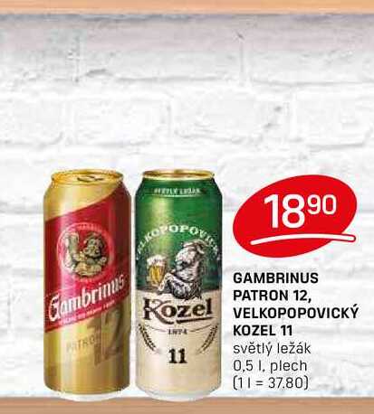GAMBRINUS PATRON 12 světlý ležák 0,5 1. plech