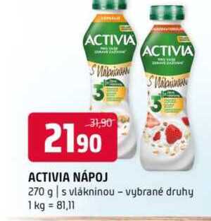 Activia jogurtový nápoj, různé příchutě 270g