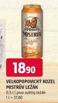 Velkopopovický kozel mistrův ležák 0,5l pivo světlý ležák 