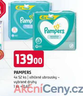 Pampers 4x 52 ks vlhčené ubrousky vybrané druhy 
