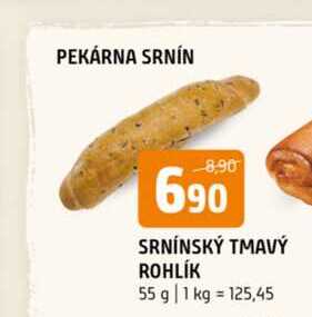 Srnínský tmavý rohlík 55g