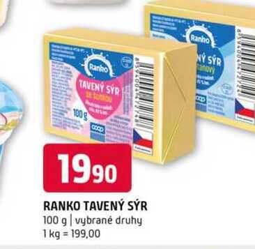 Ranko tavený sýr 100 g vybrané druhy 