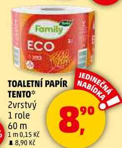 TOALETNÍ PAPÍR TENTO, 2vrstvý 