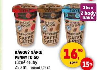 KÁVOVÝ NÁPOJ PENNY TO GO různé druhy, 250 ml 