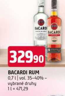 Bacardi rum 0,7l vol. 35-40% vybrané druhy 