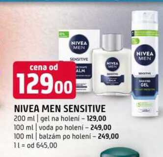 Nivea men sensitive 200 ml gel na holení 100 ml voda po holení 100 ml balzám po holení 