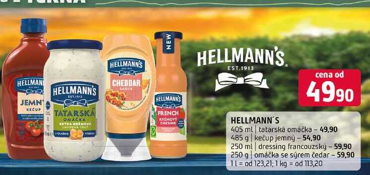 Hellmann's tatarská omáčka, majonéza vybrané druhy
