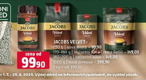 Jacobs Velvet instantní káva 250g
