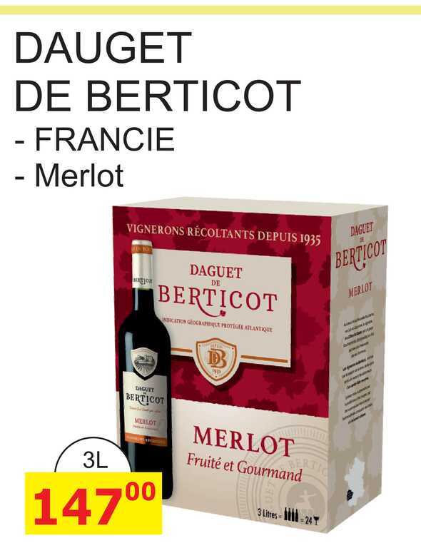 DAUGET DE BERTICOT - FRANCIE - Merlot 3L