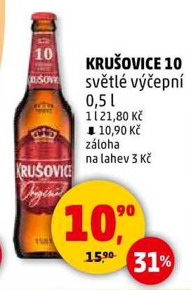 KRUŠOVICE 10 světlé výčepní, 0,5 l