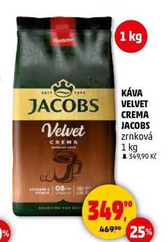 KÁVA VELVET CREMA JACOBS zrnková, 1 kg  