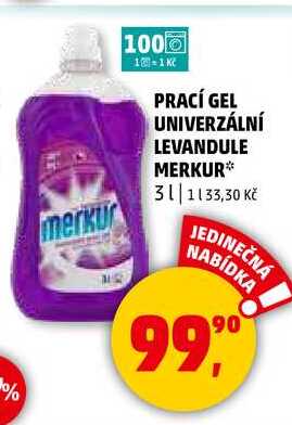 PRACÍ GEL UNIVERZÁLNÍ LEVANDULE MERKUR, 3 l 