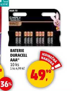 BATERIE DURACELL AAA, 10 ks 