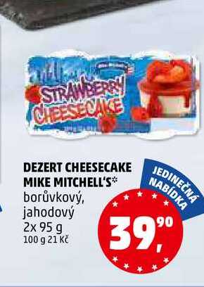 DEZERT CHEESECAKE MIKE MITCHELL'S borůvkový, jahodový, 2x 95 g 