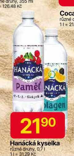 Hanácká kyselka různé druhy, 0,7l