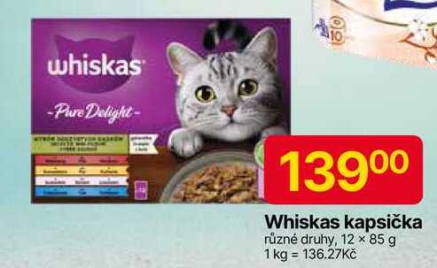 Whiskas kapsička různé druhy, 12 x 85 g