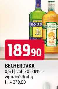Becherovka 0,5l vol. 20-38% vybrané druhy 